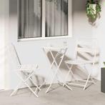 vidaXL Bistroset 3 pcs Wit Staal, Tuin en Terras, Verzenden, Nieuw