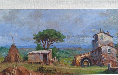 Claudio Pallini (1943) - Farmhouse in Tuscany landscape, Antiek en Kunst, Kunst | Schilderijen | Klassiek