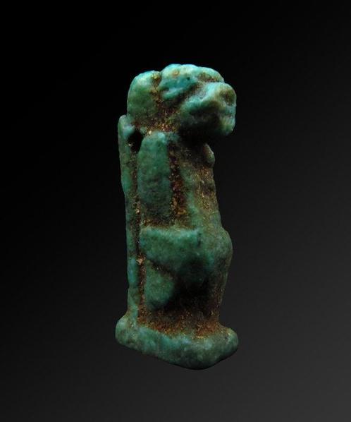 Oud-Egyptisch Faience amulet van Taweret, de nijlpaardgodin, Antiek en Kunst, Antiek | Overige Antiek