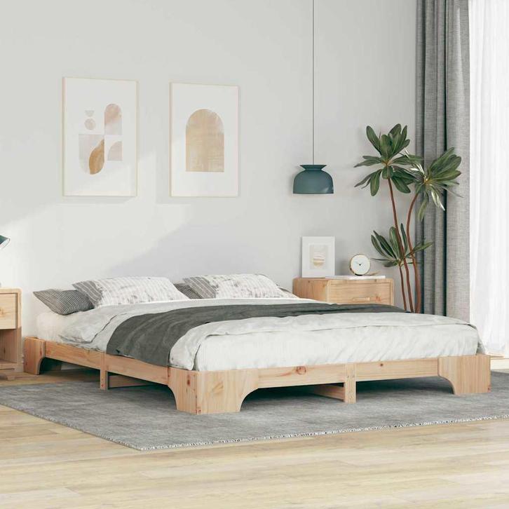 vidaXL Bedframe Bruin 160 x 220 cm Massief grenenhout, Huis en Inrichting, Slaapkamer | Bedden, Nieuw, Verzenden