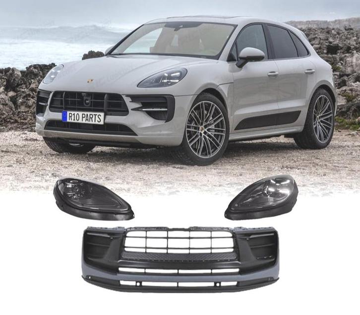 BOUCLIER AVANT PORSCHE MACAN 14-18 LOOK TURBO 2023 + PHARES, Auto-onderdelen, Carrosserie, Verzenden