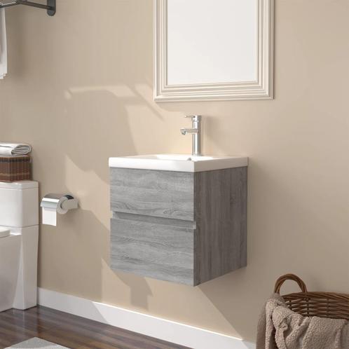 vidaXL Meuble lavabo avec bassin intégré Sonoma gris, Maison & Meubles, Tables | Coiffeuses, Neuf, Envoi