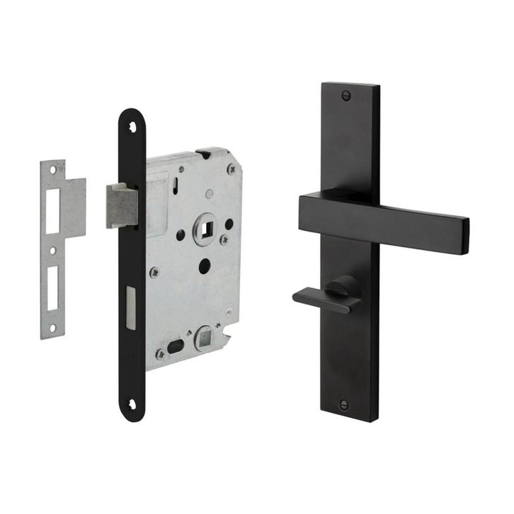 Deurbeslag set Lusso met toilet-/badkamer sluiting, Doe-het-zelf en Bouw, Hang- en Sluitwerk, Klink of Kruk, Nieuw, Overige materialen