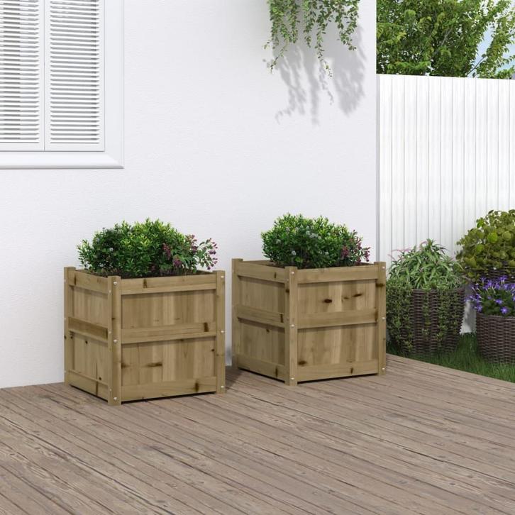vidaXL Plantenbakken 2 st cm geïmpregneerd hout, Jardin & Terrasse, Pots de fleurs, Envoi