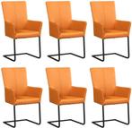 Set van 6 Lichtcognac leren industriële eetkamerstoelen -, Huis en Inrichting, Nieuw, Vijf, Zes of meer stoelen, Modern, Leer