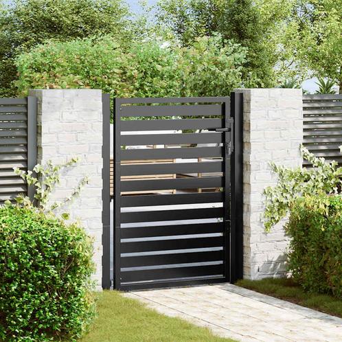 vidaXL Tuinhek afsluitbaar 100x120 cm aluminium zwart, Tuin en Terras, Tuinpoorten, Nieuw, Verzenden