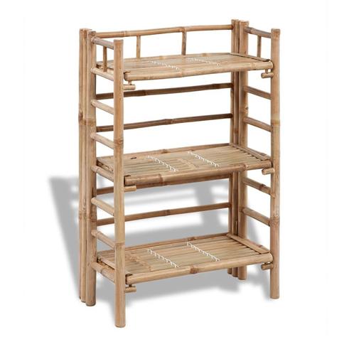 vidaXL Plantenrek bamboe met 3 plankjes, Tuin en Terras, Bloembakken en Plantenbakken, Nieuw, Verzenden