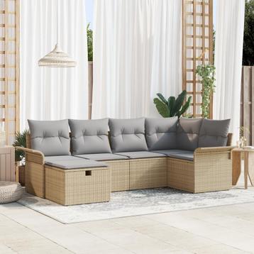 vidaXL 6-delige Sofa Set voor in de Tuin met Kussens in, Verzenden
