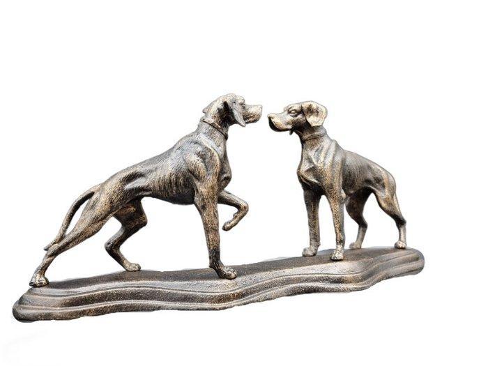 Statue, (XL) Iron Dogs 48.5cm - 21 cm - Fer, Antiek en Kunst, Kunst | Designobjecten