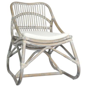 vidaXL Stoel rattan en linnen grijs, Huis en Inrichting, Fauteuils, Verzenden, Nieuw