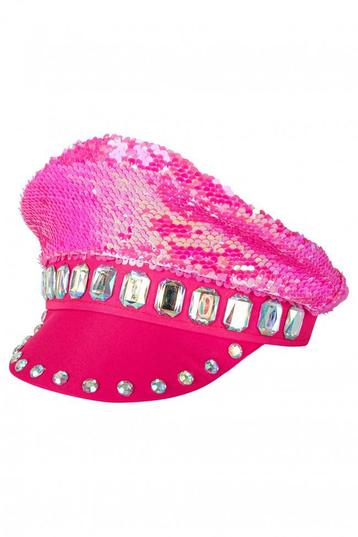 Luxe Pet Roze Kapiteinspet Diamanten Pailletten Sequin Pride