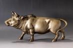 Yakushin (Springende Vooruitgang) Bronzen Stier Sculptuur, Antiek en Kunst