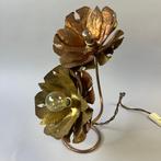 Lampe de table - lampe florale dorée en milieu de siècle de