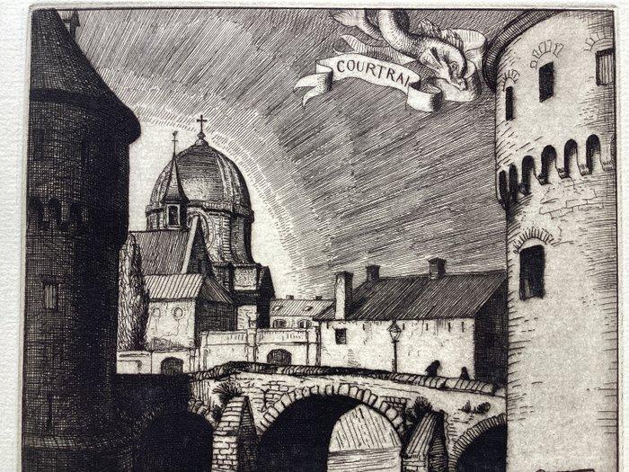 België - Courtrai; William Strang - A view of Courtrai -, Boeken, Atlassen en Landkaarten