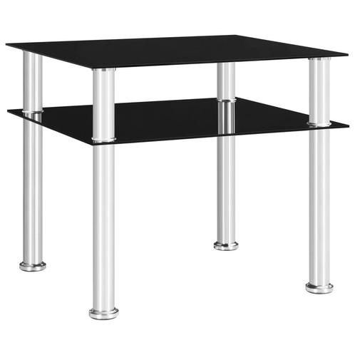 vidaXL Table dappoint Noir 45x50x45 cm Verre trempé, Maison & Meubles, Tables | Tables de salon, Neuf, Envoi