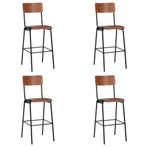 vidaXL Barstoelen 4 st massief multiplex staal, Huis en Inrichting, Barkrukken, Verzenden, Nieuw