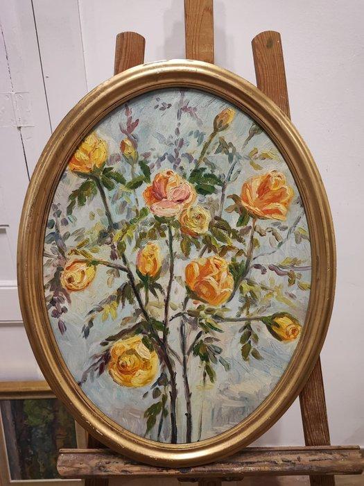 Escuela Impresionista (XX) - Rosas floreciendo, Antiek en Kunst, Kunst | Schilderijen | Klassiek