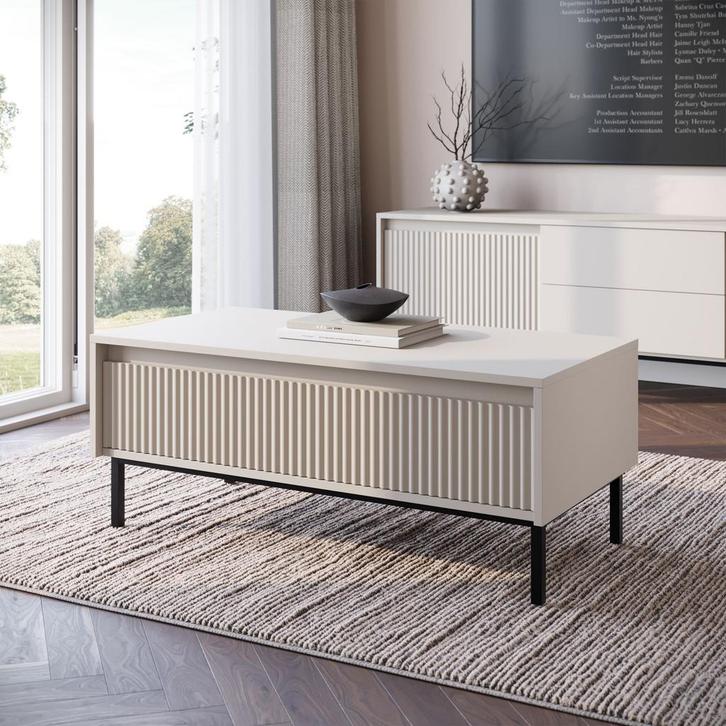 Meubella Salontafel beige 100x50x40cm | 1 Lade, Huis en Inrichting, Tafels | Salontafels, Nieuw, 50 tot 100 cm, Minder dan 50 cm