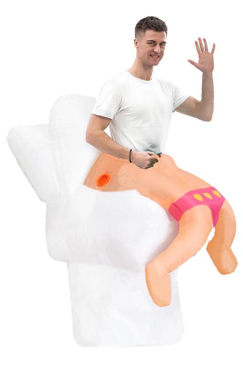 KIMU® Opblaas Kostuum Zittend op Toilet Opblaasbaar pak Toil, Kleding | Heren, Carnavalskleding en Feestkleding, Nieuw, Ophalen of Verzenden