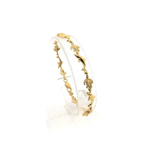 Gouden armband; Oceaan | 18 cm (strand sieraden), Handtassen en Accessoires, Armbanden, Overige kleuren, Gebruikt, Goud, Ophalen of Verzenden