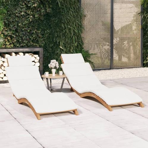 vidaXL Chaises longues lot de 2 avec coussins Bois, Jardin & Terrasse, Chaises longues, Neuf, Envoi