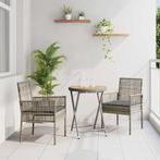 vidaXL Tuin Bistro Set 3 pcs Grijs Poly rattan, Tuin en Terras, Verzenden, Nieuw