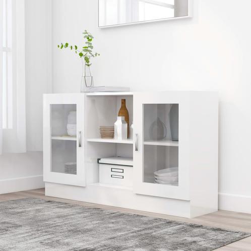 vidaXL Vitrinekast 120x30,5x70 cm bewerkt hout hoogglans wit, Huis en Inrichting, Kasten | Dressoirs, Nieuw, Verzenden