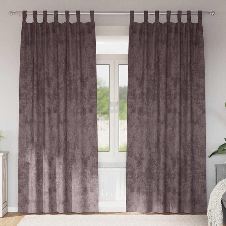 vidaXL Gordijn met gordijnen 2 pcs Bruin 225 x 140 cm, Huis en Inrichting, Stoffering | Gordijnen en Lamellen, Nieuw, Verzenden