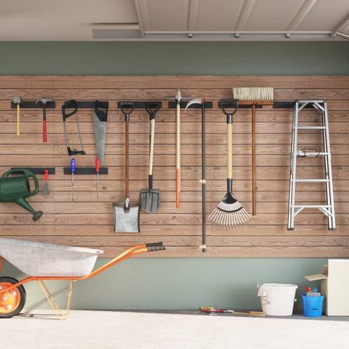 vidaXL Tuingereedschapsrekken 8 st wandmontage staal zwart, Doe-het-zelf en Bouw, Hang- en Sluitwerk, Nieuw, Verzenden
