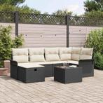 vidaXL Tuinbank Set met kussen met opslag 7 pcs Zwart Poly, Verzenden, Nieuw