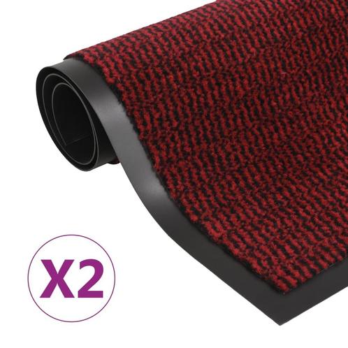 vidaXL Droogloopmatten 2 st rechthoekig getuft 40x60 cm rood, Tuin en Terras, Deurmatten, Nieuw, Verzenden