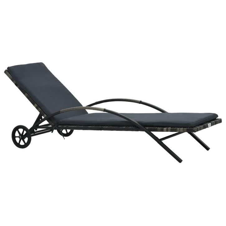 Goedkoop Ligbed Rattan Antraciet | Retour Deal | Met Wielen, Tuin en Terras, Ligbedden, Nieuw, Rotan, Verzenden