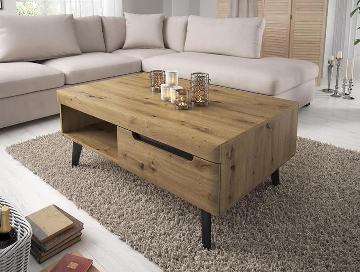 Salontafel Nebraska - Eiken - 107 cm, Huis en Inrichting, Tafels | Salontafels, Nieuw, 50 tot 100 cm, Minder dan 50 cm, Verzenden