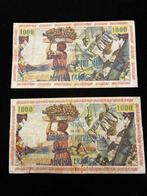 Guadeloupe, Franse Antillen. - 2 x 10 Nouveaux Francs sur, Postzegels en Munten