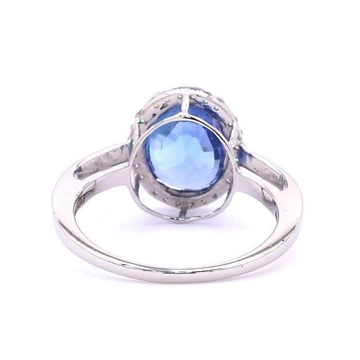 Ring Platina - 5.18ct. tw. Saffier - Diamant - Saffierring, Handtassen en Accessoires, Ringen