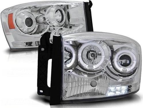 Koplampen dual halo rims DODGE RAM 06-08 ANGEL EYES CHROOM, Auto-onderdelen, Verlichting, Nieuw, Ophalen of Verzenden
