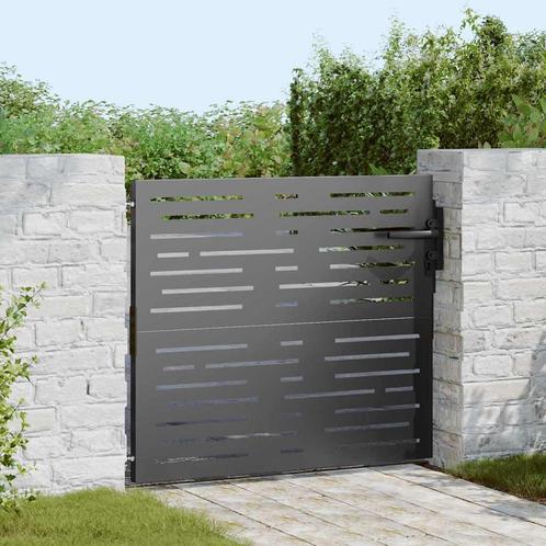 vidaXL Tuinpoort met slot Zwart 105 x 100 cm Poedercoated, Tuin en Terras, Tuinpoorten, Nieuw, Verzenden