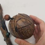 Antieke Japanse volks houten pijp met kokosvormige