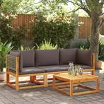 vidaXL 3-delige tuinbankset met kussens acaciahout & rotan, Verzenden, Nieuw