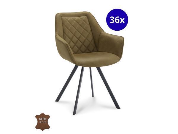 Veiling - Armstoel Jean (set van 36) Microleder - Mos - Groe, Huis en Inrichting, Stoelen