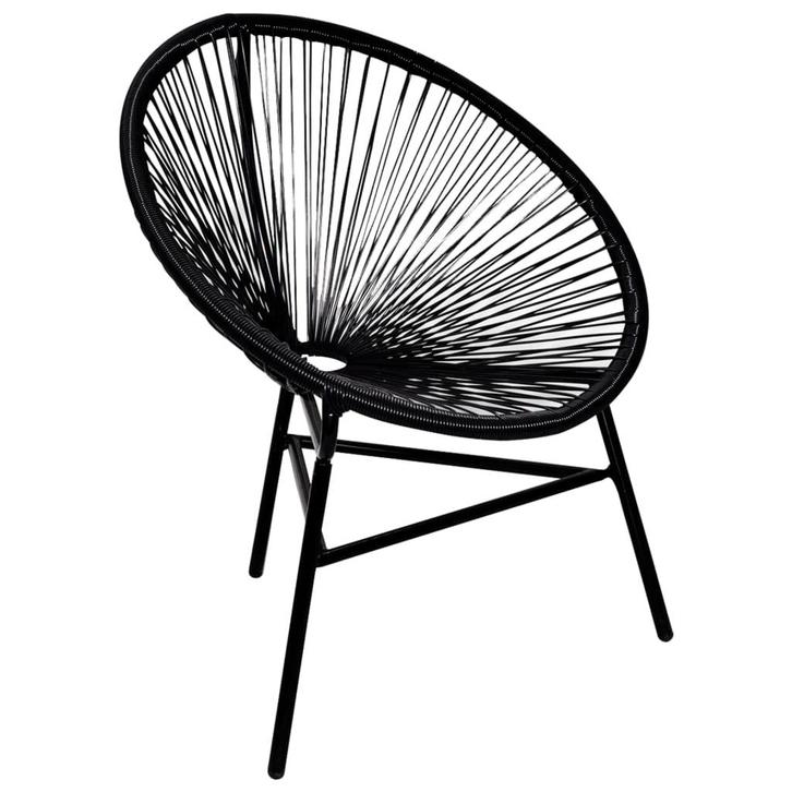 vidaXL Tuinmaanstoel poly rattan zwart, Tuin en Terras, Tuinstoelen, Nieuw, Verzenden