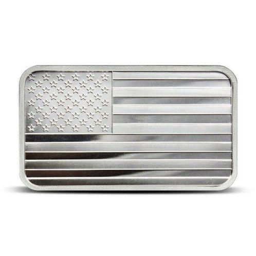 5 Troy Ounce - Zilver .999 - 5 oz SilverTowne US Flag 999, Postzegels en Munten, Edelmetalen en Baren