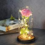 Kunst Roos in Glazen Stolp met Verlichting - Zijden Rozen, Huis en Inrichting, Verzenden, Nieuw