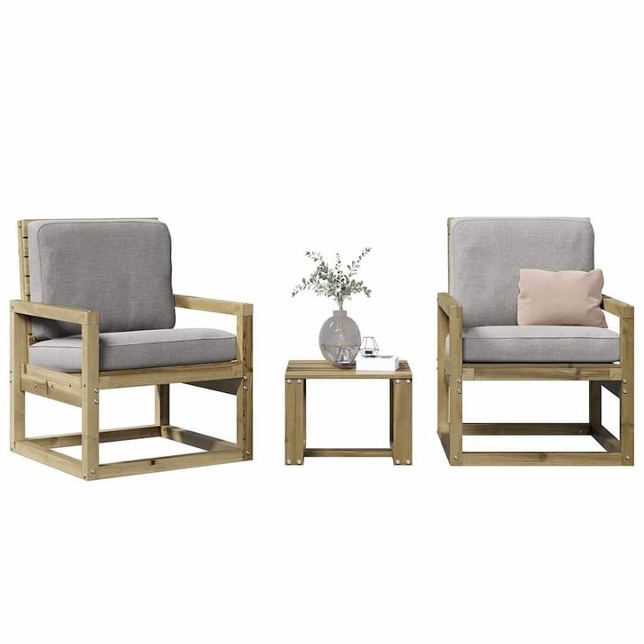 vidaXL 3-delige Loungeset geïmpregneerd grenenhout, Tuin en Terras, Tuinsets en Loungesets, Loungeset, Nieuw, Verzenden