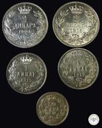 Serbie. Petar I. Set of 5 coins: 50 Para, 1 & 2 Dinara