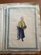 Chinees album met tien schilderijen op zijde van figuren in, Antiek en Kunst