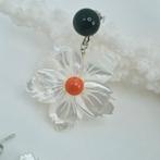 Bloedkoraal - Zilver - Oorbellen - Onyx Koraal Parelmoer