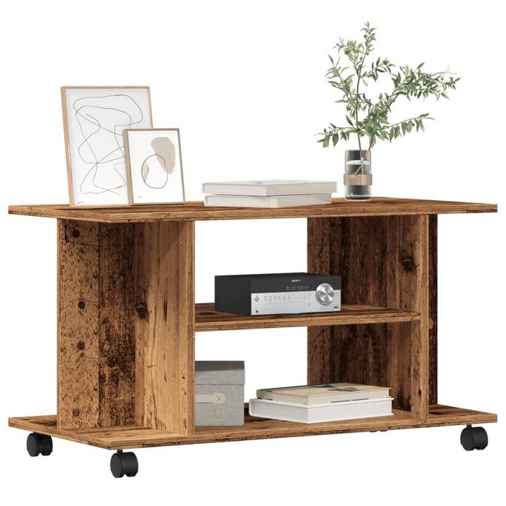 vidaXL Tv-meubel met wieltjes 80x40x45 cm bewerkt hout oud, Huis en Inrichting, Kasten |Televisiemeubels, Nieuw, Verzenden