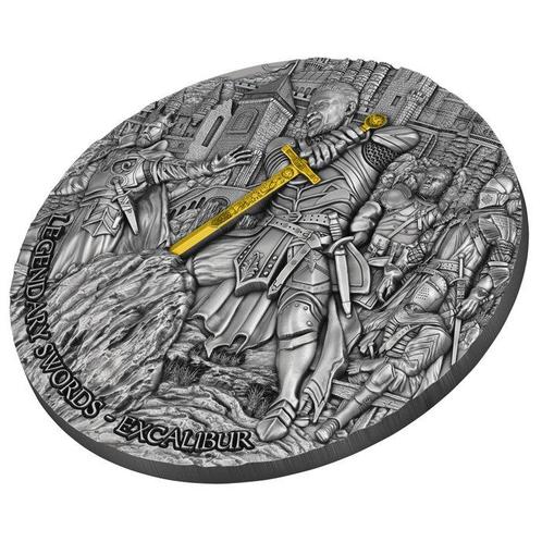 Niue. 5 Dollars 2024 Legendary Swords - Excalibur 2 Oz, Postzegels en Munten, Munten | Europa | Niet-Euromunten