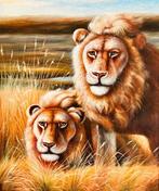 Spencer Hodge (1943) - Deux lions dans la savane